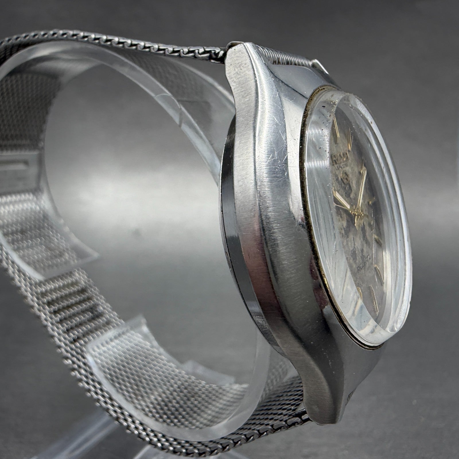 Ricoh Riquartz Watch Men Brown Dial Silver Tone Round 572008 VTG PARTS4