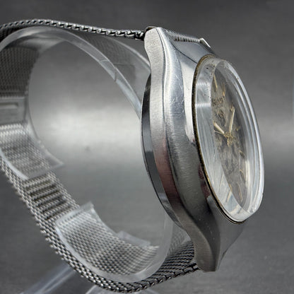 Ricoh Riquartz Watch Men Brown Dial Silver Tone Round 572008 VTG PARTS4