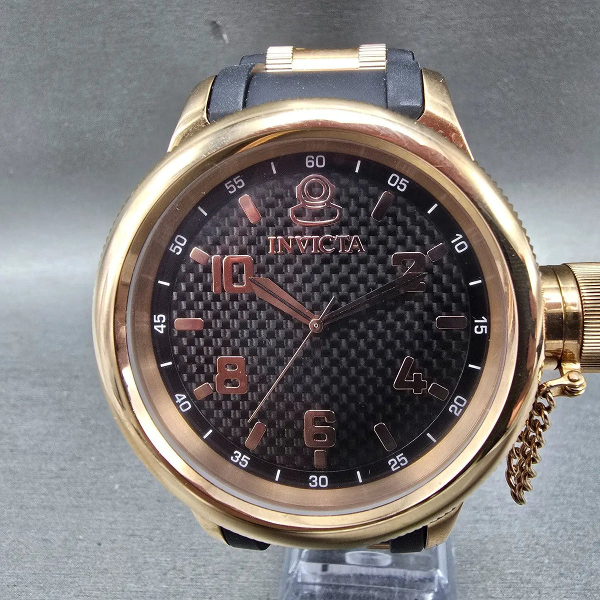 Invicta Russian Diver Watch Men 51mm Black Dial Rose Gold 1972 New Battery0