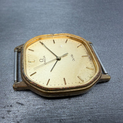 Omega De Ville Watch Men 29mm Champagne Dial Gold Octagon 1417 195.0031 PARTS4