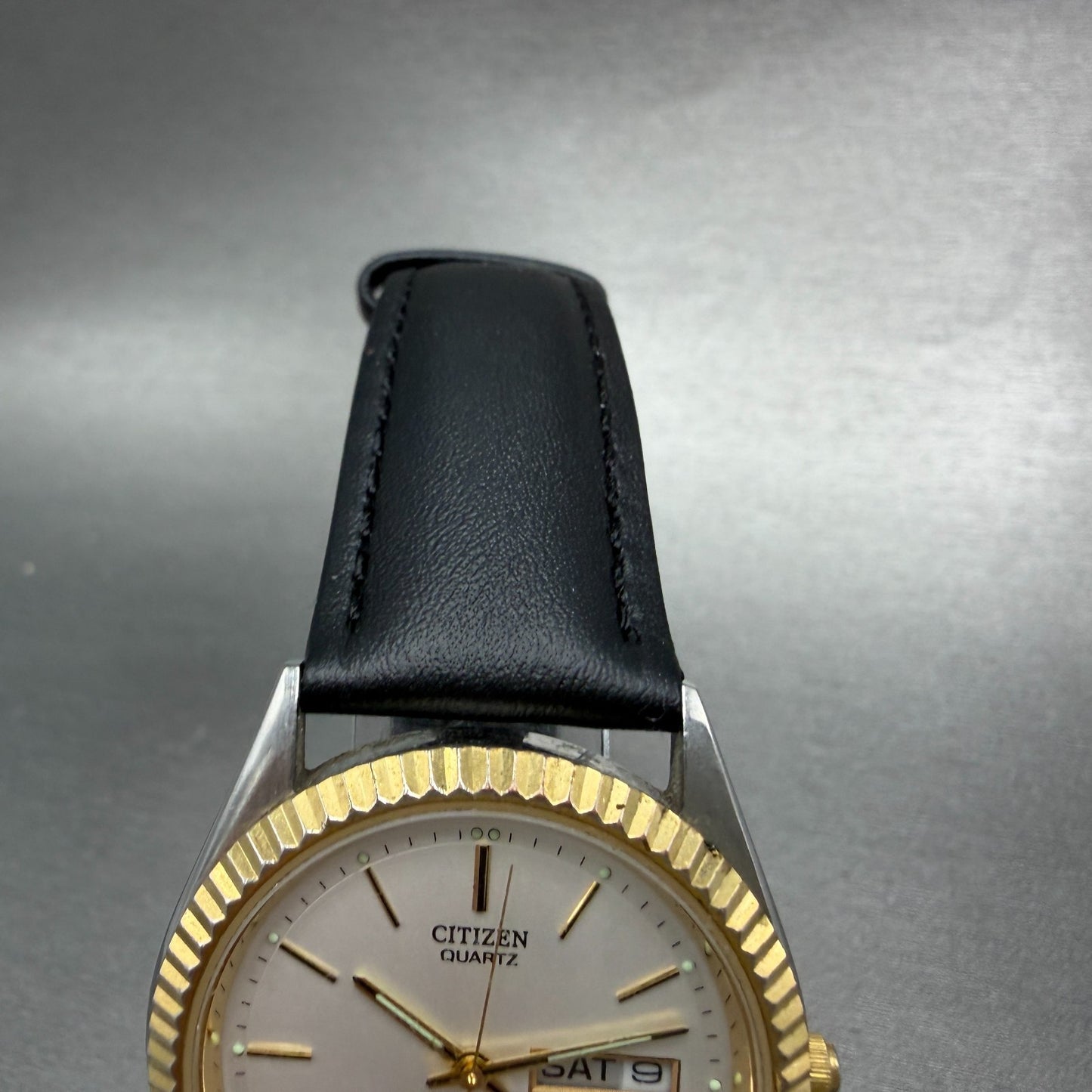 Citizen CQ President Watch Men 36mm Silver Dial Two Tone Daydate Round New BattL4
