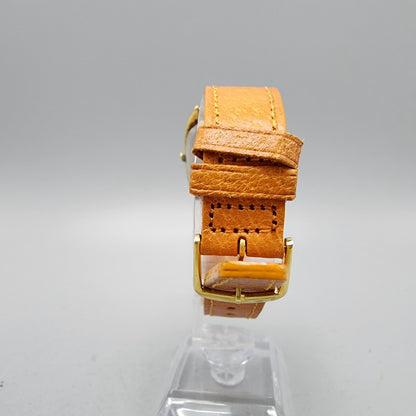 VTG Seiko Watch Men Gold Tone Brown Dial 29mm Oval 7800-5189 New Battery