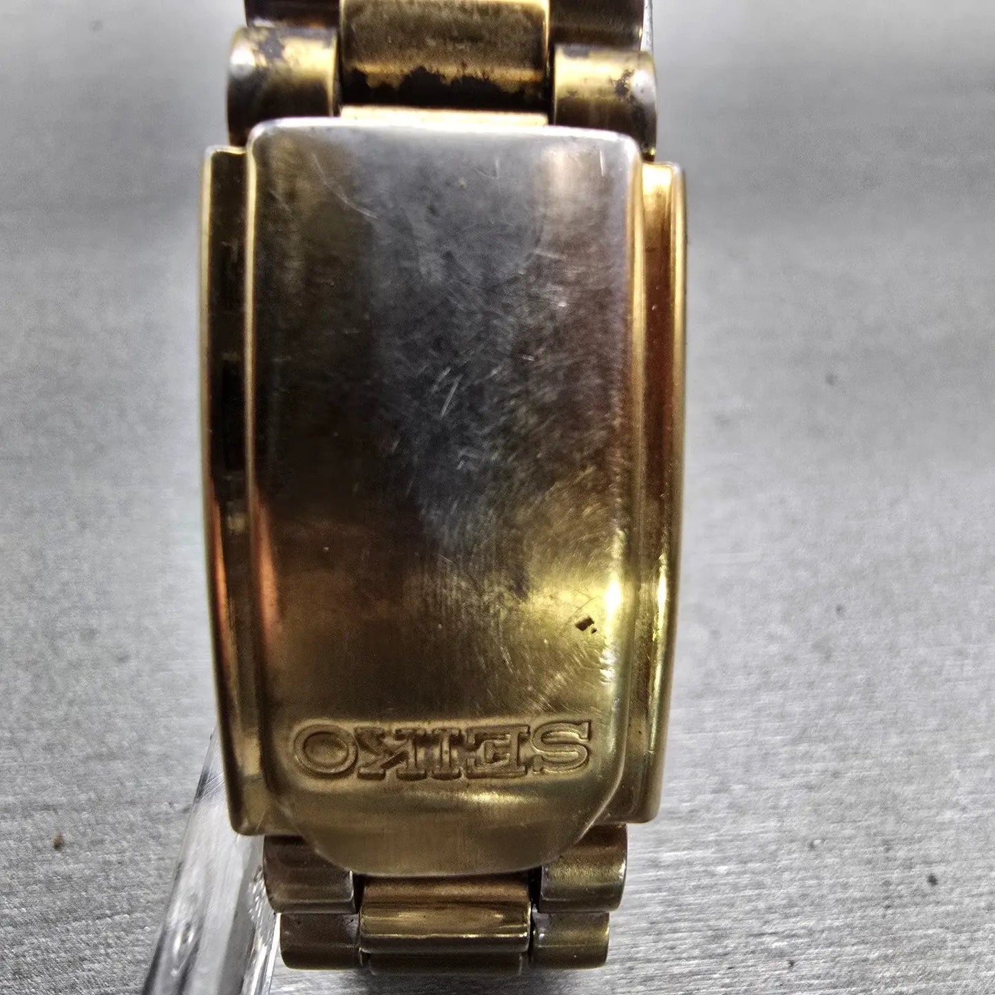 Seiko President Watch Men 35mm Gold Dial Gold Tone Daydate 7N43-8111 New Battery7