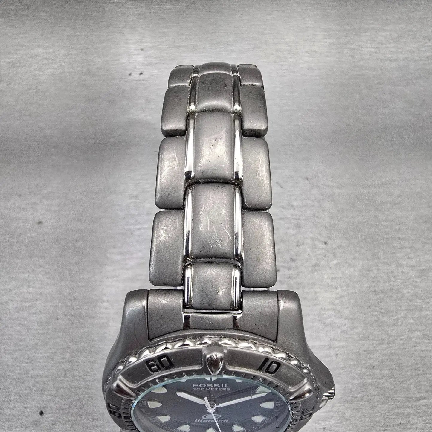 Fossil Dive Watch Men 40mm Blue Dial Gray Tone Titanium Round TI-5013 New Batt4