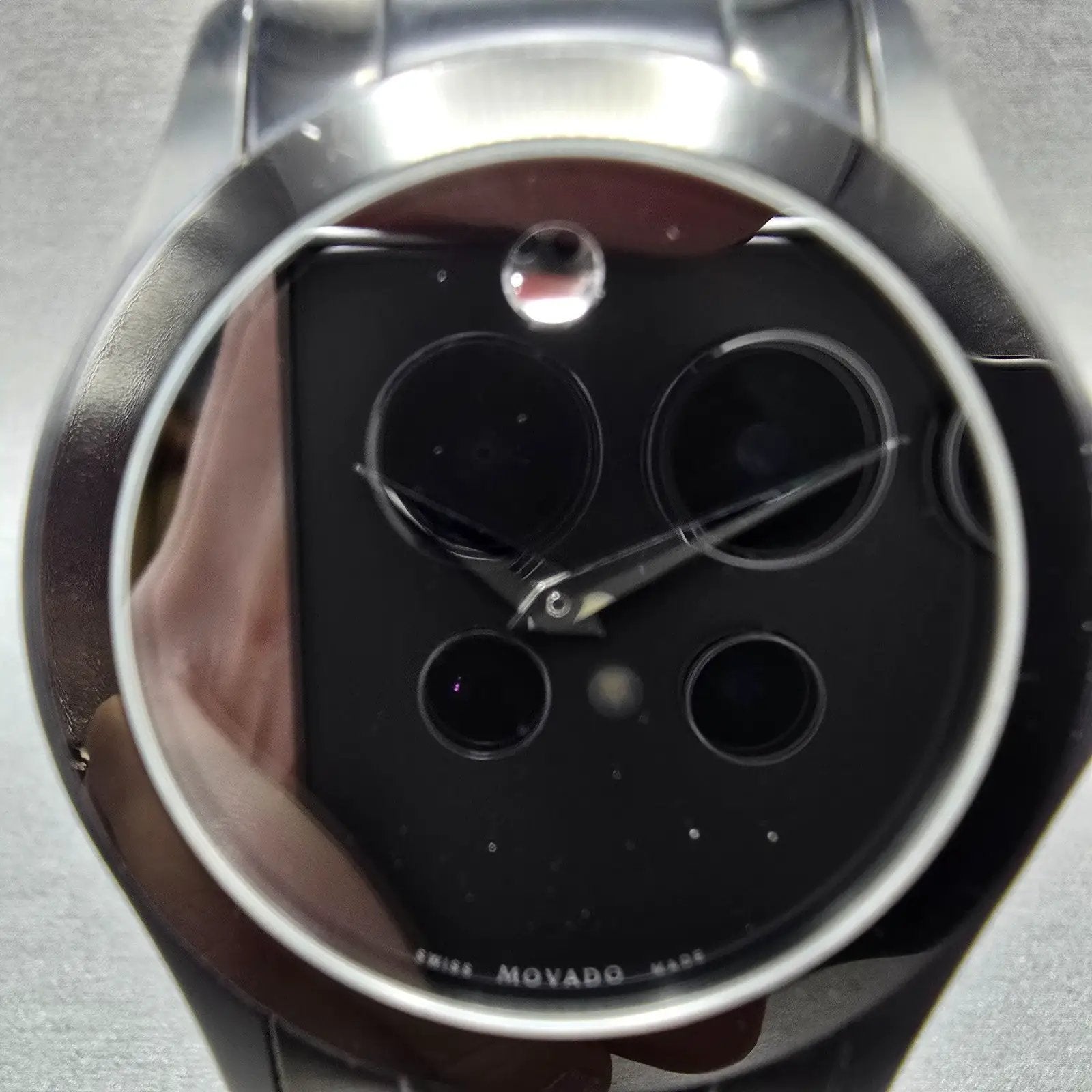 Movado Faceto Watch Men 38mm Black Dial Black Tone 84 G2 1855.A New Battery1