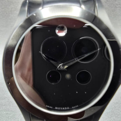 Movado Faceto Watch Men 38mm Black Dial Black Tone 84 G2 1855.A New Battery1