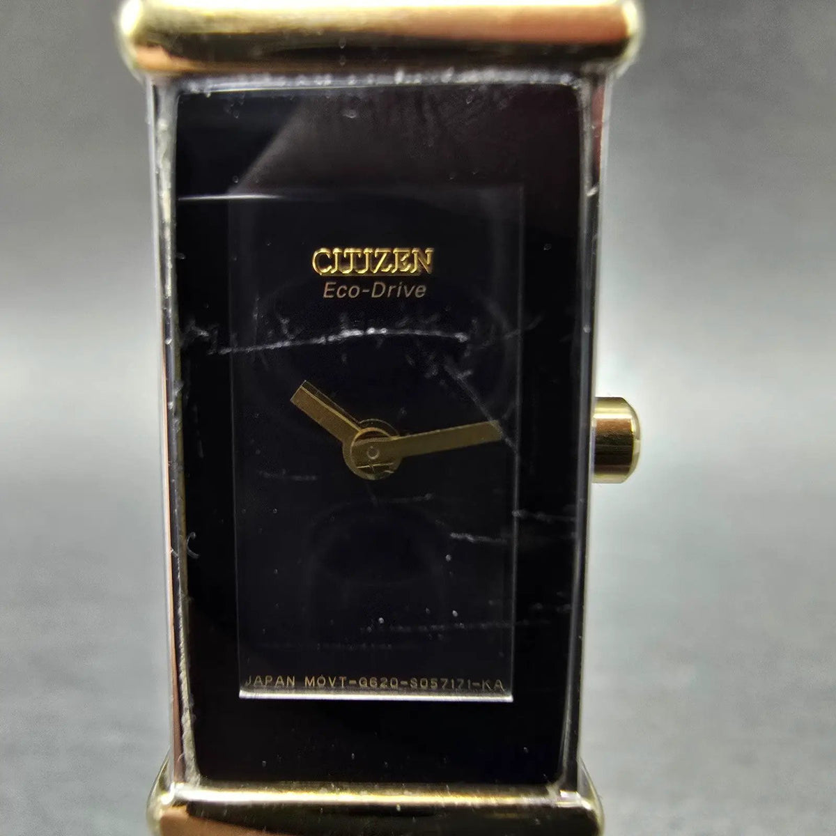 Citizen Eco-Drive Tank Watch Women 15mm Black Dial Two Tone G620-S033756 Works D1