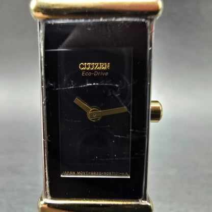 Citizen Eco-Drive Tank Watch Women 15mm Black Dial Two Tone G620-S033756 Works D1