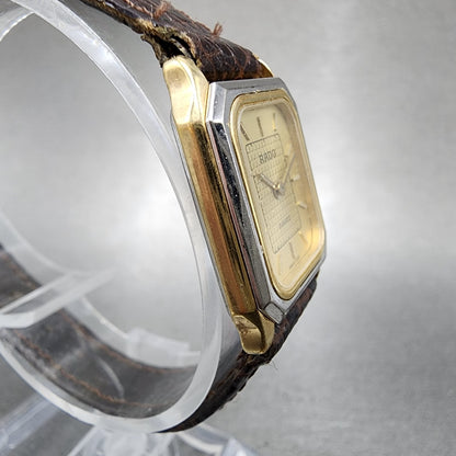 Rado Tank Watch Women 20mm Gold Dial Two Tone Octagon 133.5293.2 New Battery3