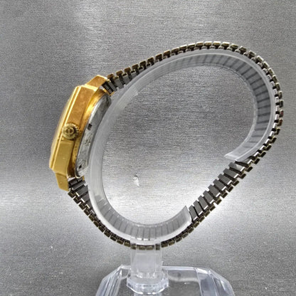 Elgin Automatic Watch Men 33mm Gold Dial Gold Tone Date Rectangle Eta 2873 PARTS7