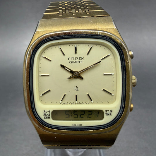 Citizen Analog Digital Watch Men 33mm Champagne Dial Gold Tone 8950-082834 PARTS0