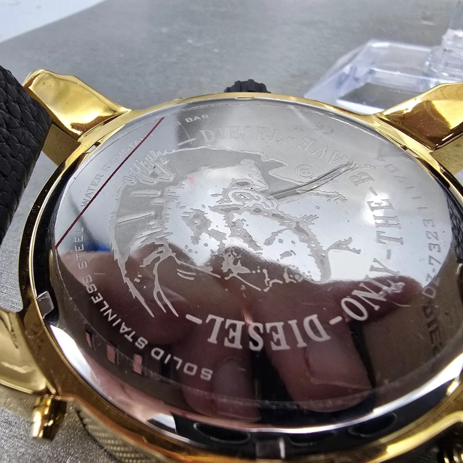 Diesel Mr. Daddy Watch Men 52mm Black Dial Gold Chronograph Digital New Battery9