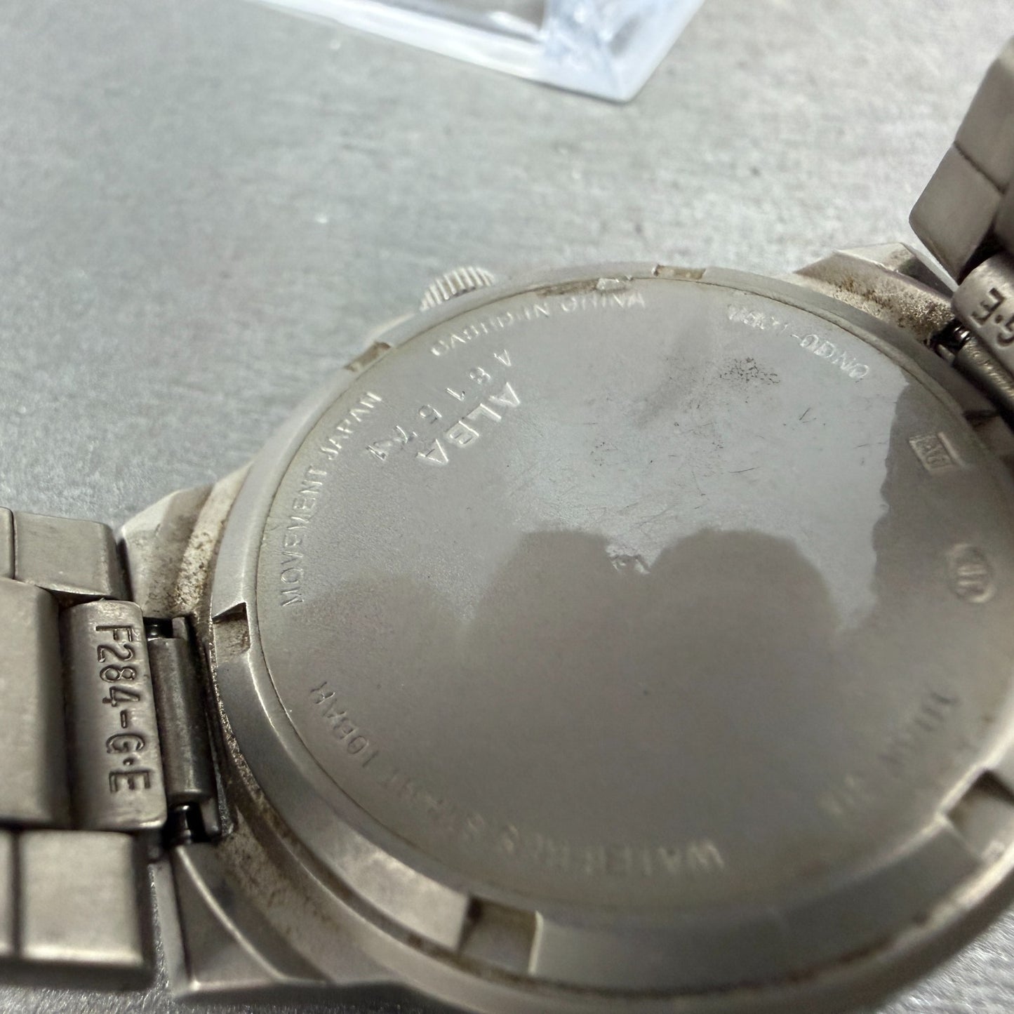 Seiko Alba Watch Men 35mm White Dial Titanium Round V501-0DN0 New Battery VTG9