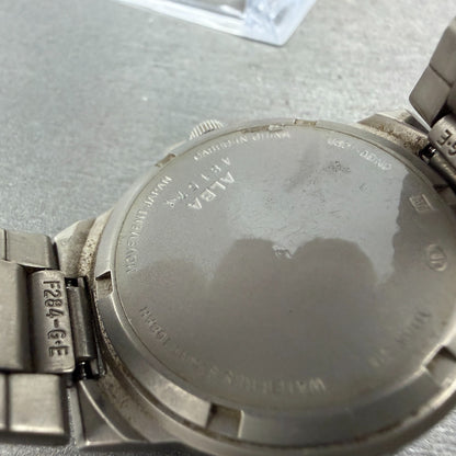 Seiko Alba Watch Men 35mm White Dial Titanium Round V501-0DN0 New Battery VTG9