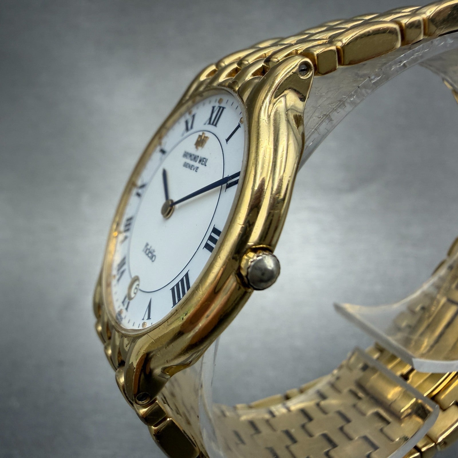 Raymond Weil Fidelio Watch Men 32mm White Dial Gold Plated Date 4802 New Battery2