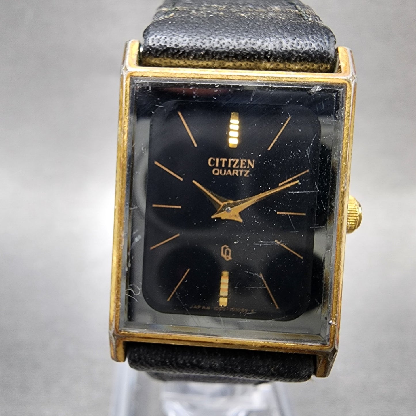 Citizen CQ Tank Watch Women 20mm Black Dial Gold Tone Rectangle New Battery2