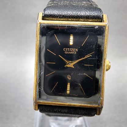 Citizen CQ Tank Watch Women 20mm Black Dial Gold Tone Rectangle New Battery2