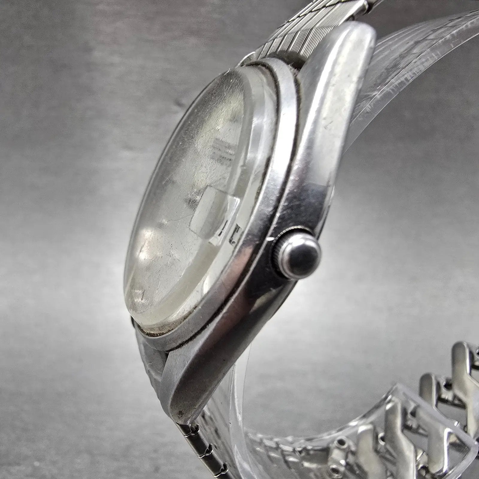 Seiko SQ Watch Men 33mm Silver Dial Silver Tone Date Round 5Y22-6000 PARTS3