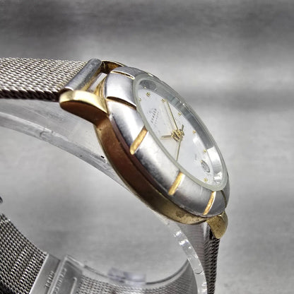 Skagen Watch Women 26mm White Dial Two Tone Date Round 3SGS New Battery FT123