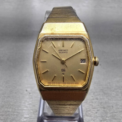Seiko SQ Watch Women 22mm Champagne Dial Gold Tone Hexagon Date 8522-5059 NewBat0