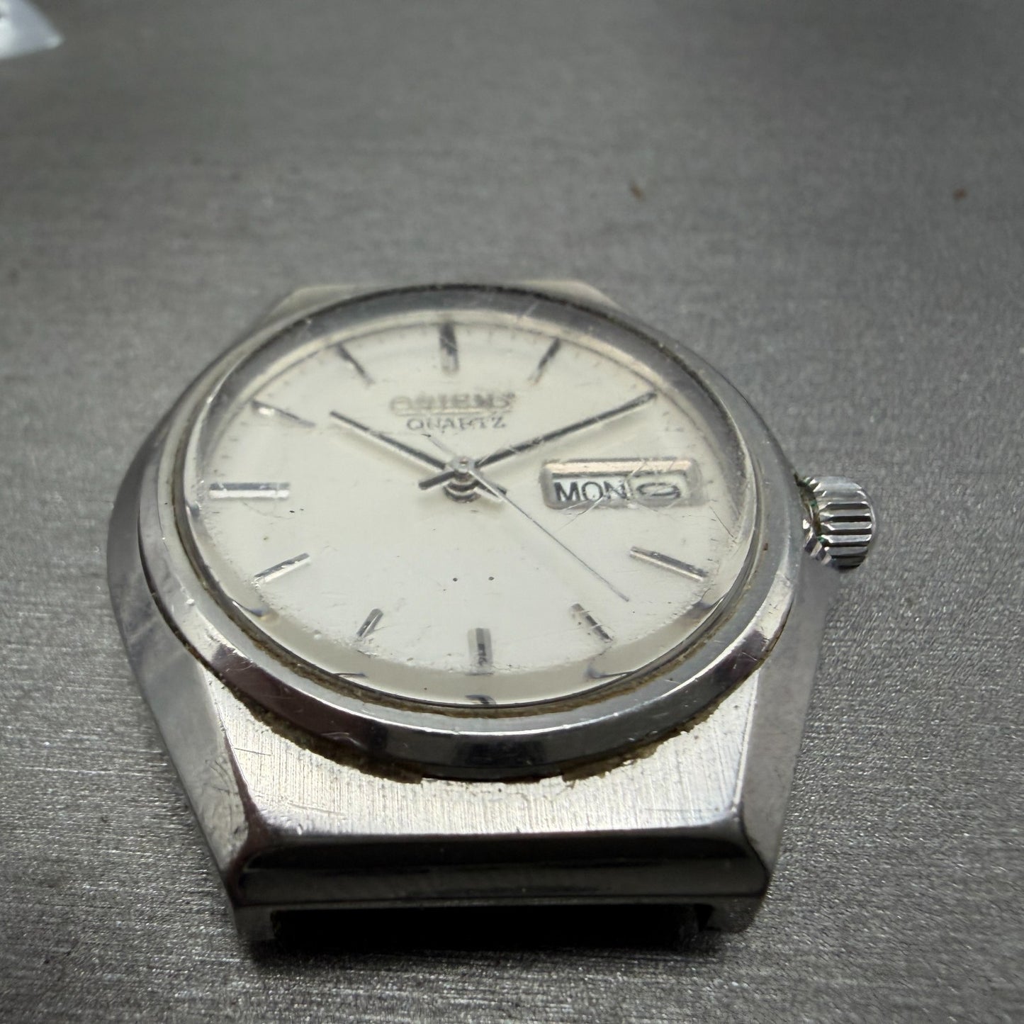 Orient Watch Men 37mm Silver Dial Silver Tone Daydate Round I029110-70 New Batt2