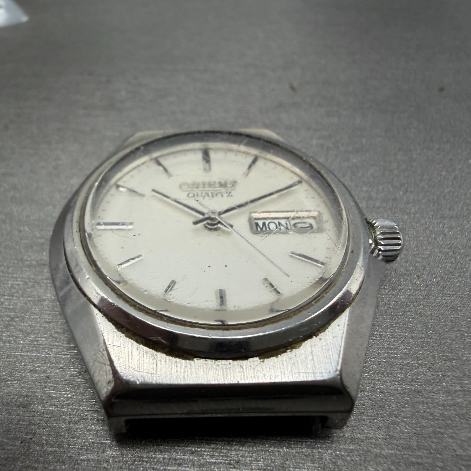 Orient Watch Men 37mm Silver Dial Silver Tone Daydate Round I029110-70 New Batt2