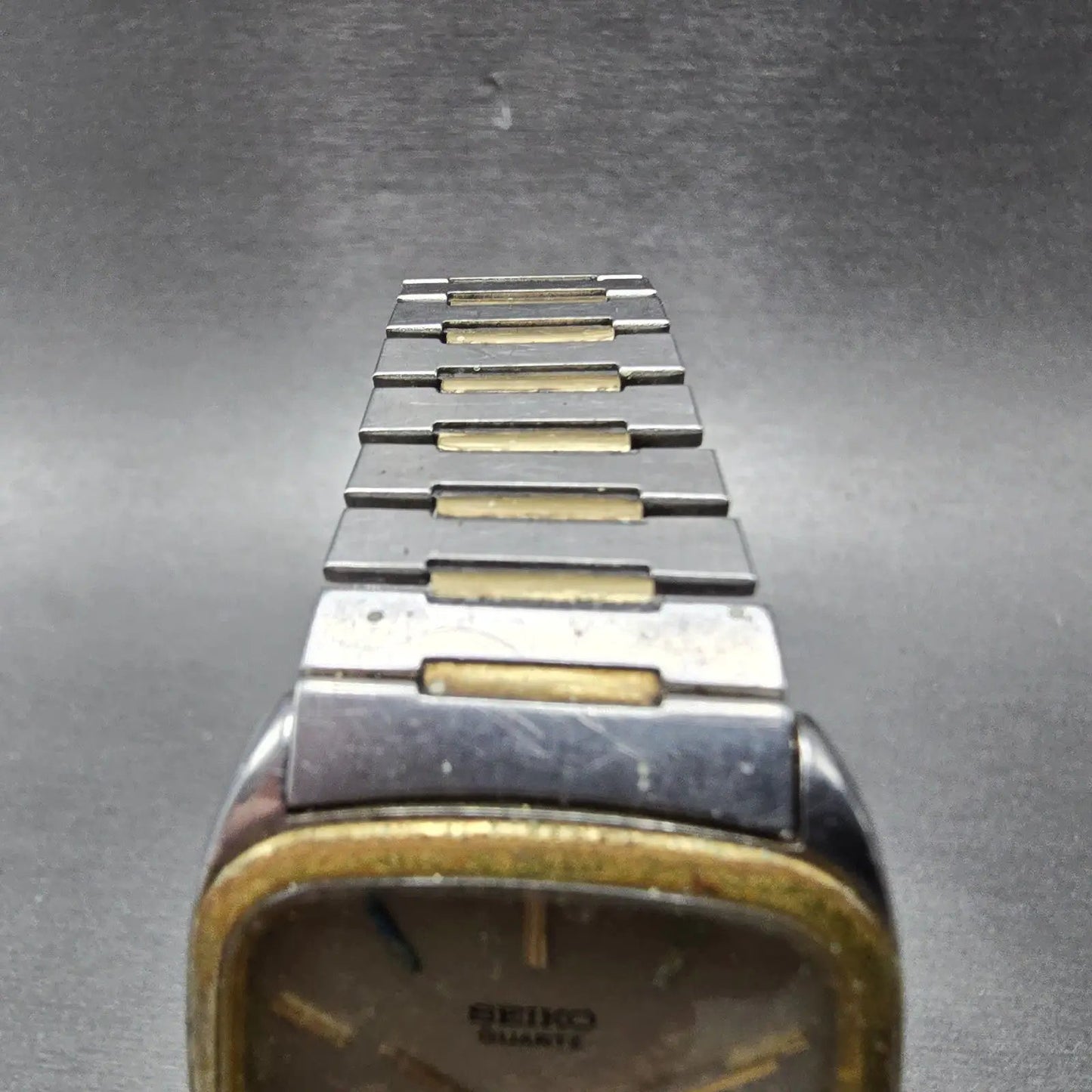 Seiko Watch Men 30mm Silver Dial Two Tone Rectangle 6431-5010 PARTS Vintage5