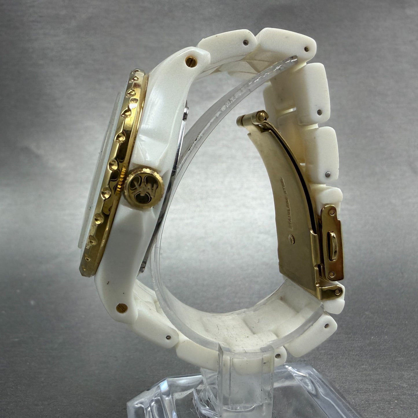 Michael Kors Madison Watch Women 41mm MOP Dial White Tone Date Mk-5249 New Batt6