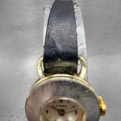 Timex Watch Women 21mm Silver Dial Gold Tone Interchangeable Bezel Runs VTG5