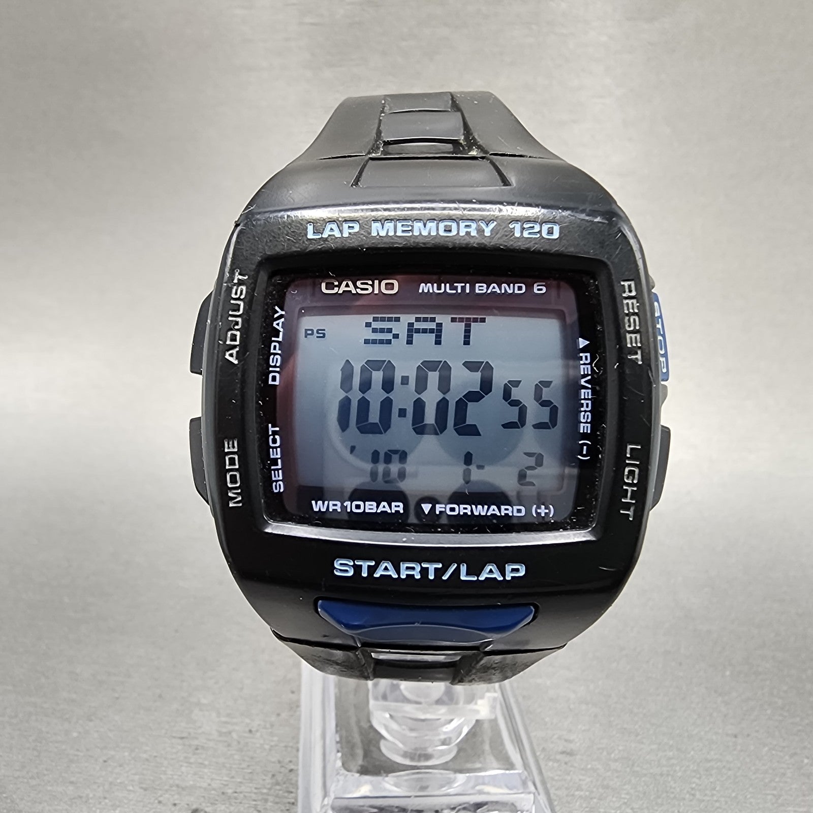 Casio PHY STW1000 Watch Men 42mm Digital Black Tone Alarm Chrono Rectangle Runs0