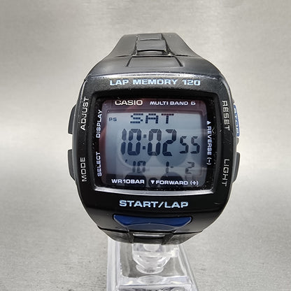 Casio PHY STW1000 Watch Men 42mm Digital Black Tone Alarm Chrono Rectangle Runs0