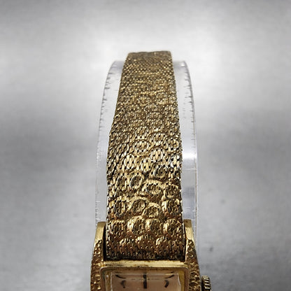 Seiko Tank Watch Women 15mm Champagne Dial Gold Tone Rectangle Manual Wind Runs4