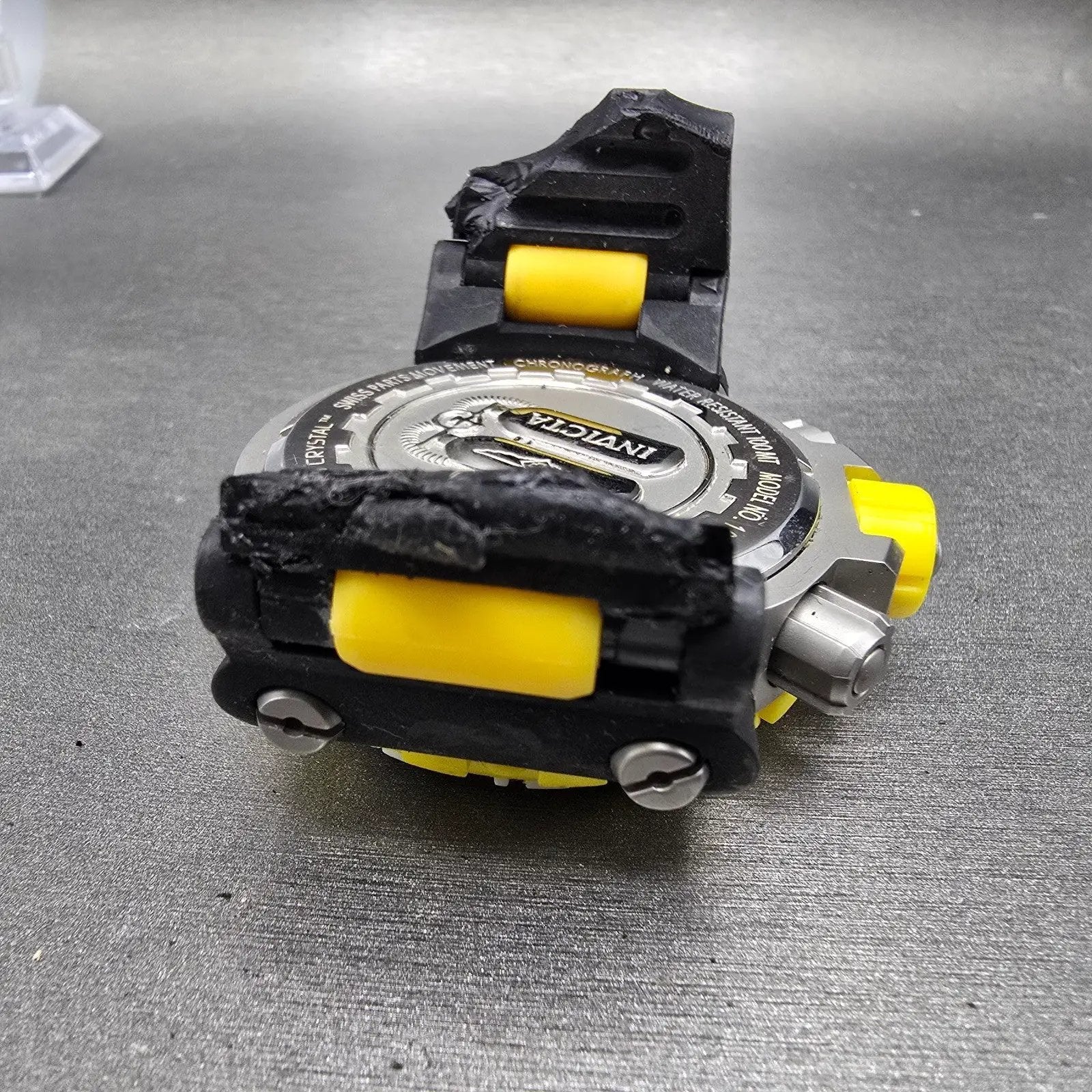 Invicta Chronograph Dive Watch Men 50mm Black Dial Steel Yellow 10038 NewBatt JK11