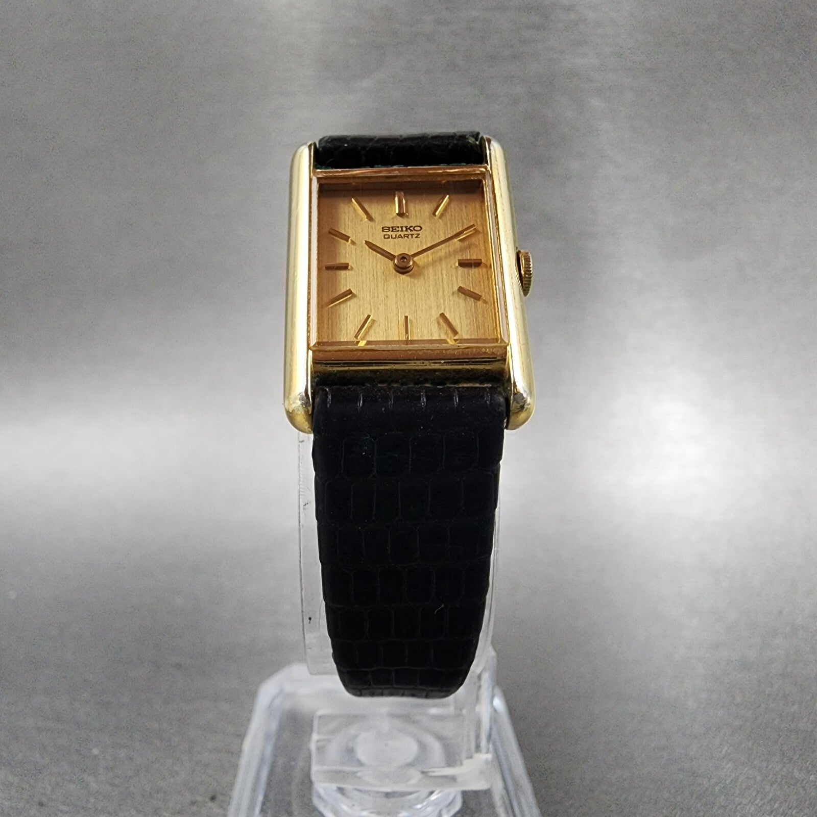 Seiko Tank Watch Women 18mm Gold Dial Gold Tone Rectangle 14005039 New Battery5