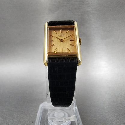 Seiko Tank Watch Women 18mm Gold Dial Gold Tone Rectangle 14005039 New Battery5