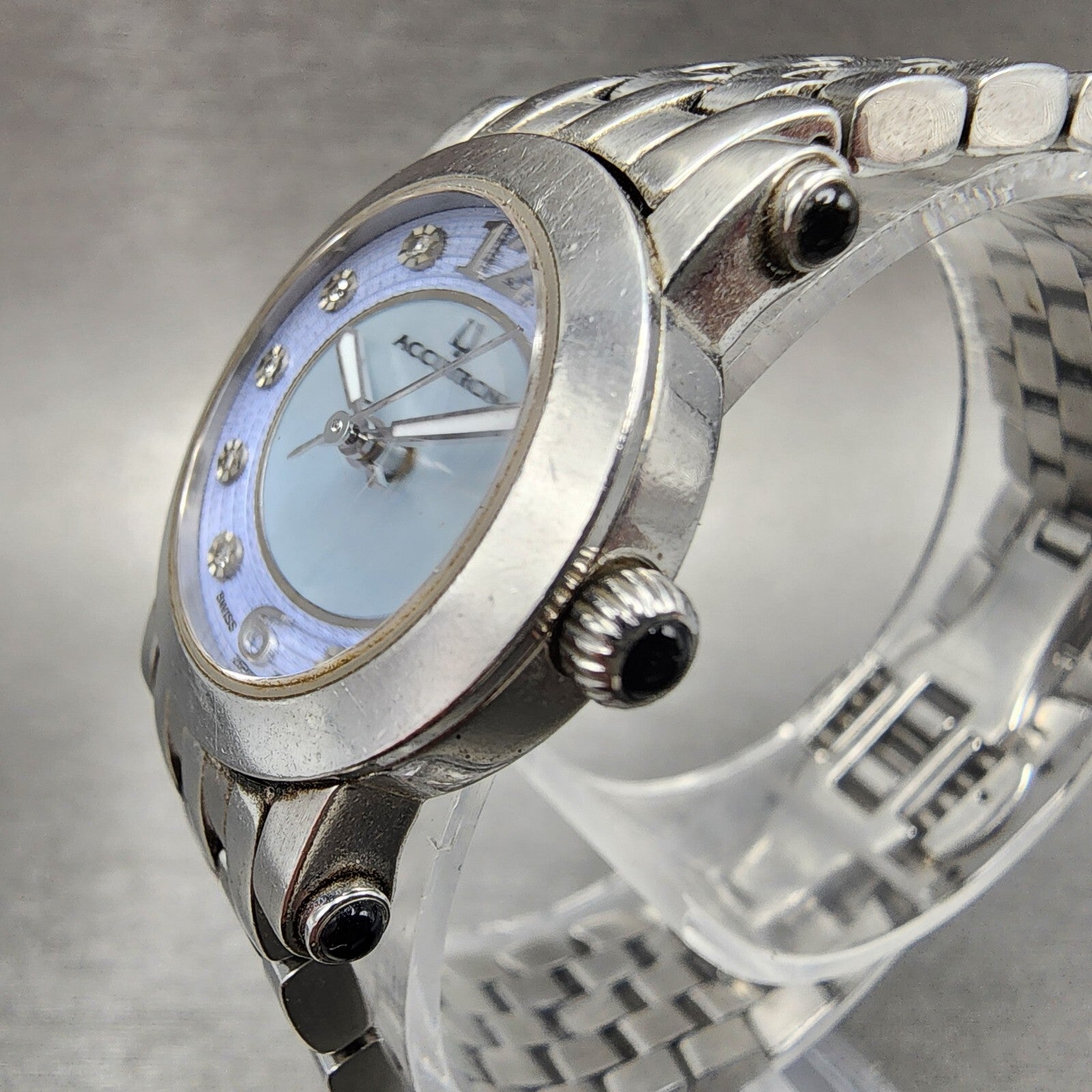 Bulova Accutron Watch Women 24mm MOP Dial Silver Tone Diamond Accents New Batt2