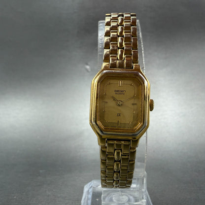 Seiko SX Watch Women 17mm Gold Dial Gold Tone Octagon V401-5251 New Battery5