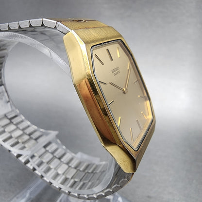 Seiko Tank Watch Men 28mm Gold Dial Gold Tone Octagon 74305079 New battery3