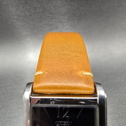 Citizen Eco-Drive Tank Watch Men 26mm Black Dial Silver Date Rectangle Runs JP5