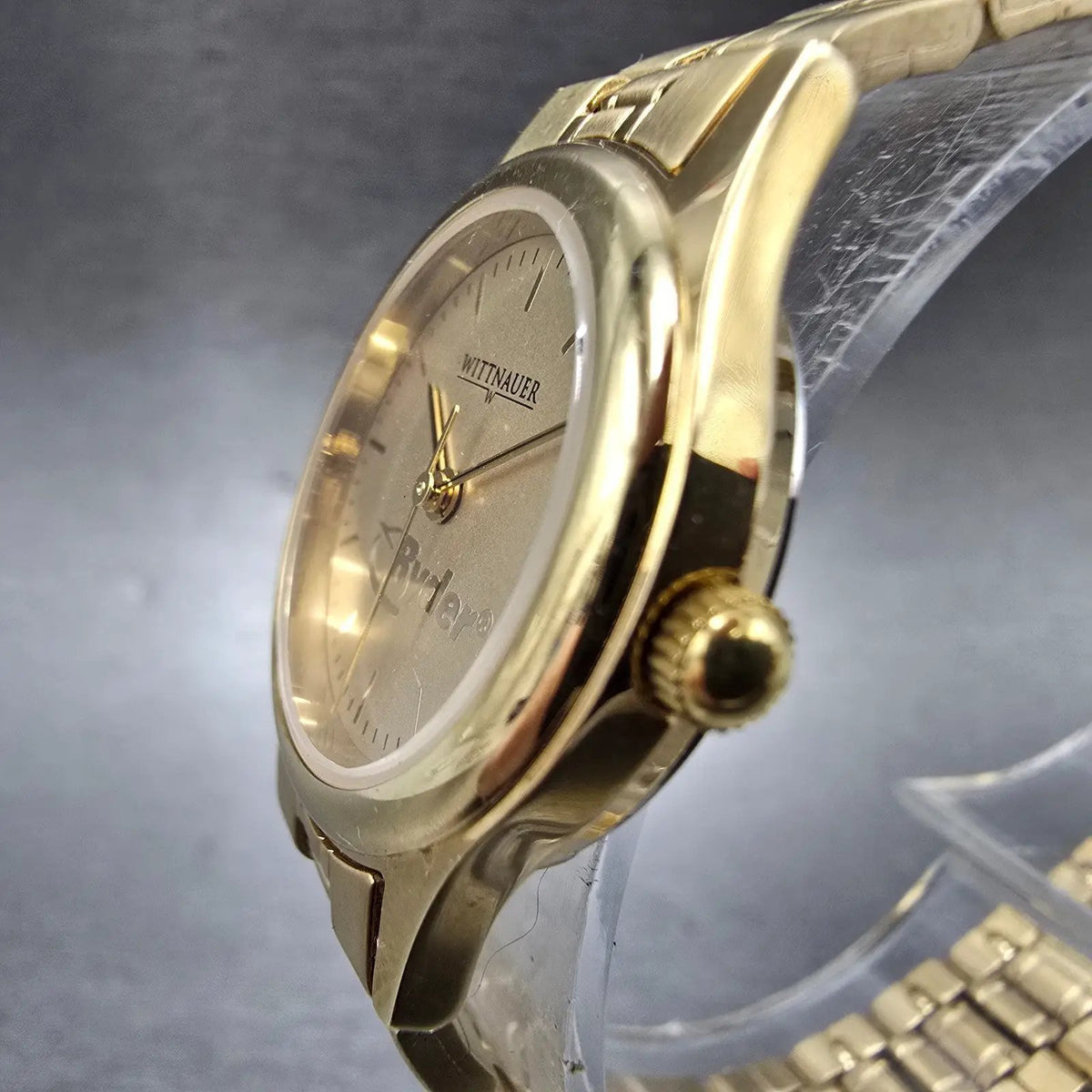 Wittnauer Watch Women 25mm Gold Dial Gold Tone Date Round 15M04 New Battery2