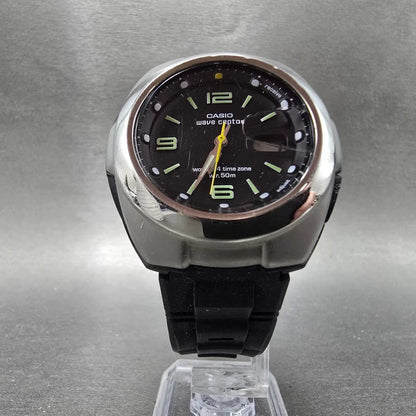 Casio Waveceptor WVQ-201HA Watch Men 41mm Black Dial Silver Tone Date Solar Runs6