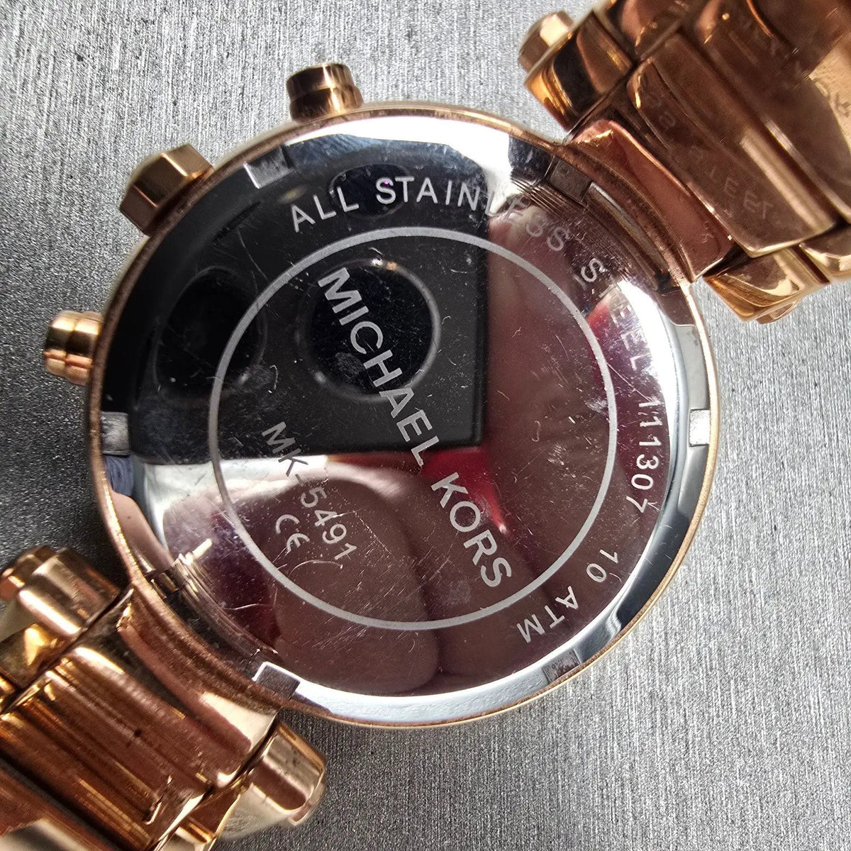 Michael Kors Parker Watch Women 39mm MOP Dial Rose Gold Chrono MK5491 New Batt F10