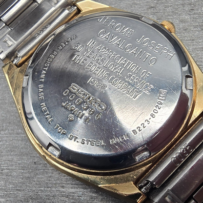 Seiko Beoing Watch Men 35mm Silver Dial Gold Tone Daydate 8223-8029 New Battery10