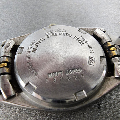 Seiko Watch Women 25mm Cream Dial Two Tone daydate Round 7n830041 New Batt AB569