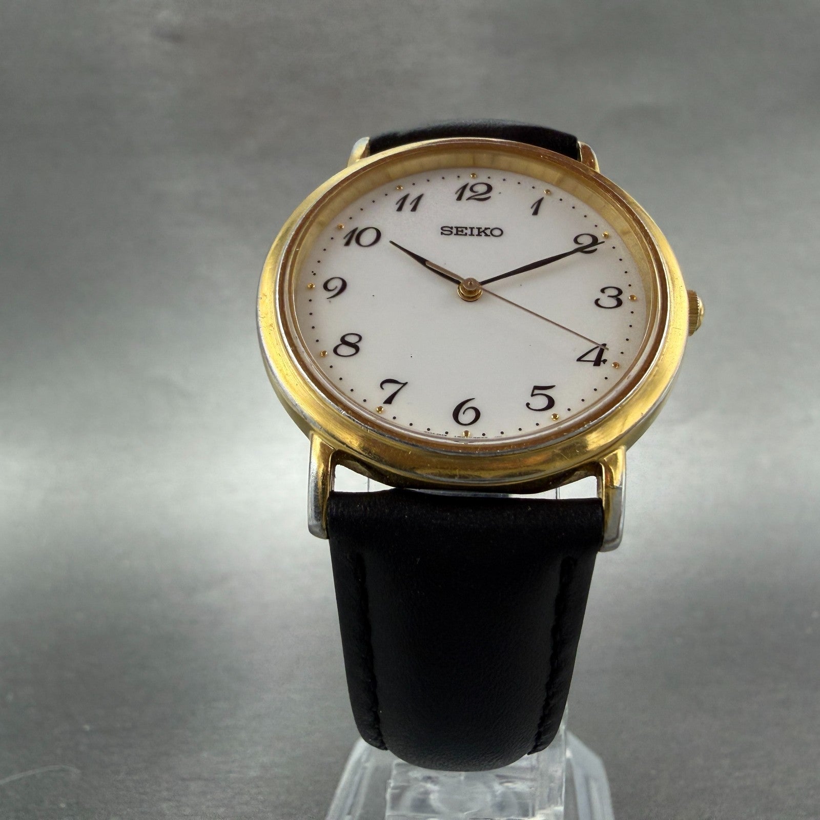 Seiko Watch Men 33mm White Dial Gold Tone Round 7N01-0BH0 NewBat Arabic Numerals5