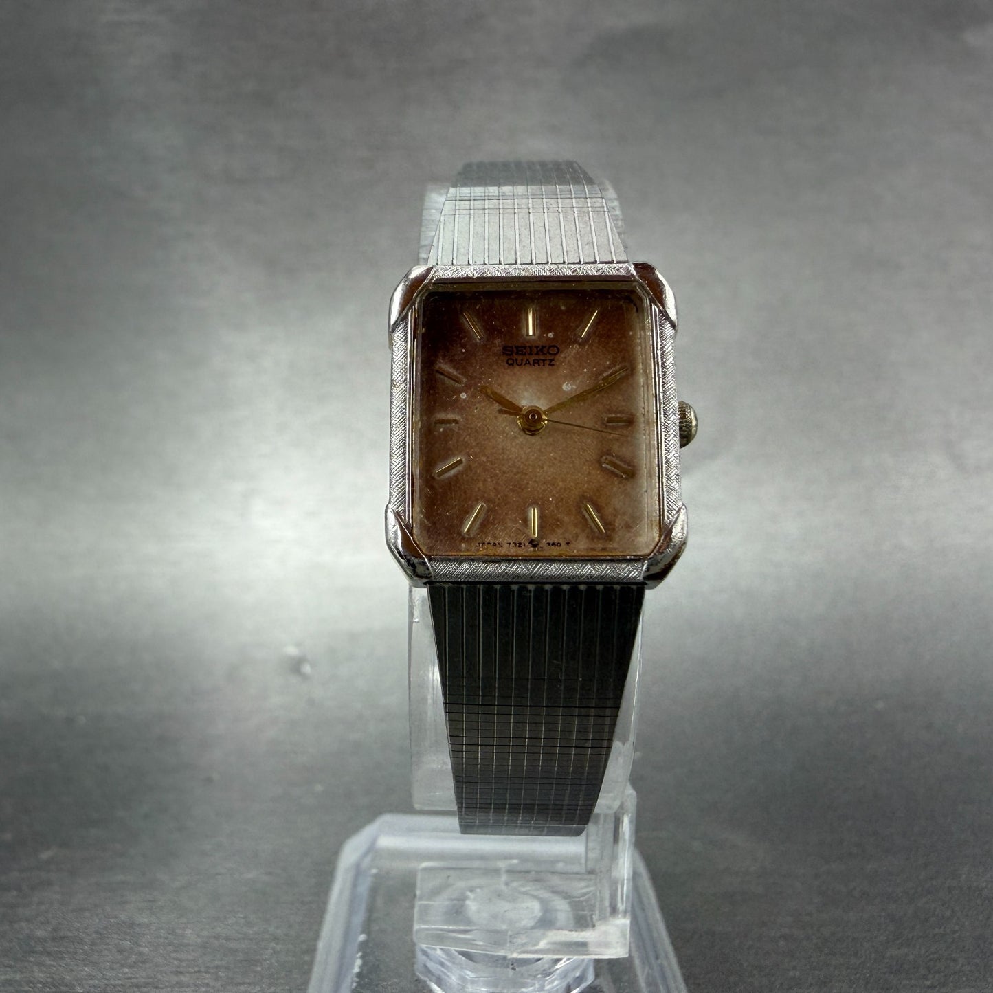 Seiko Tank Watch Women 18mm Silver Dial Silver Tone 7321-5810 New Battery VTG5