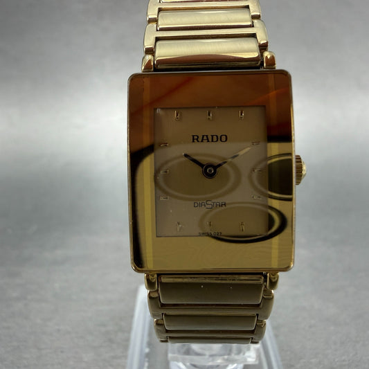 Rado Diastar Tank Watch Women 18mm Champagne Dial Gold Tone 153.0283.3 New Batt0