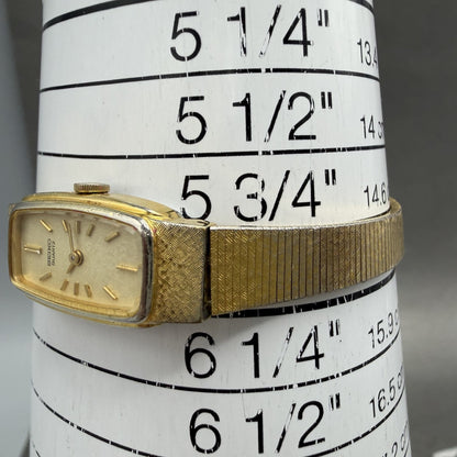 Seiko Tank Watch Women 13mm Champagne Dial Gold Tone 13205549 New Battery10