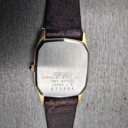 Seiko Exceline Watch Women 21mm Gold Dial Gold Tone Rectangle c New Batt10