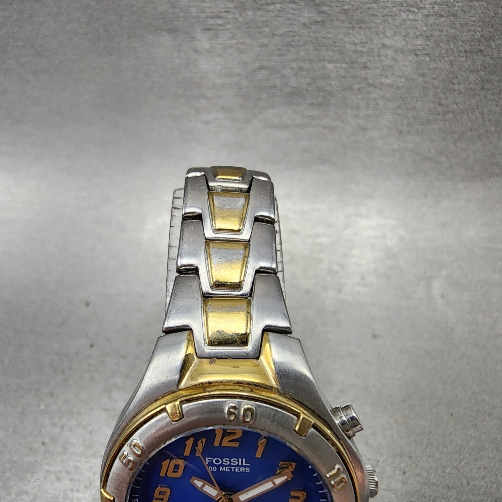 Fossil Blue Dive Watch Women 29mm Blue Dial Two Tone AM3951 New Battery4